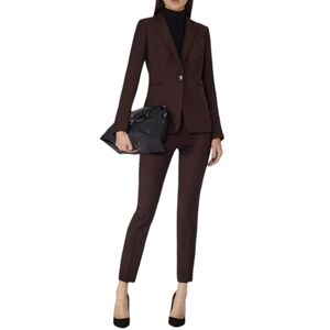 Reiss Ricca Trousers Burgandy Plum Slim leg Pants Office Professional Career